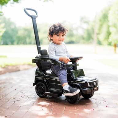 Best Ride On Cars 3 In 1 Mercedes G-Wagon Push Car for Toddlers 1 to 3 Years Old, Kids Outdoor Stroller with Music, Horn Sounds, and Handle, Realistic Driving Experience, Black - Image 5