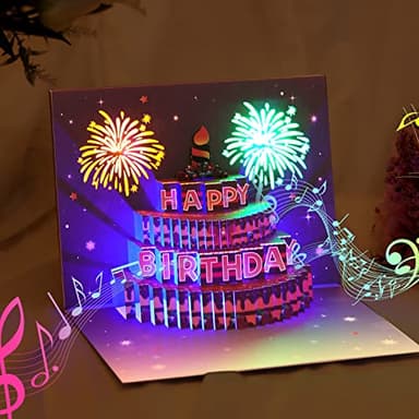 Yinqing 16th Birthday Cards, Light and Music Birthday Cake Happy Birthday Card, 3D Pop Up Birthday Gift Greeting Card for Kids Boys Girls Sister Daughter Son - Image 6