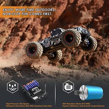 HAIBOXING 1/12 Scale Brushless RC Cars 903A, 4X4 Off-Road RC Monster Truck with Fast Remote Control of 55KM/H Top Speed, Hobby Grade RTR RC Vehicles All Terrain for Adults, Boys - Image 5