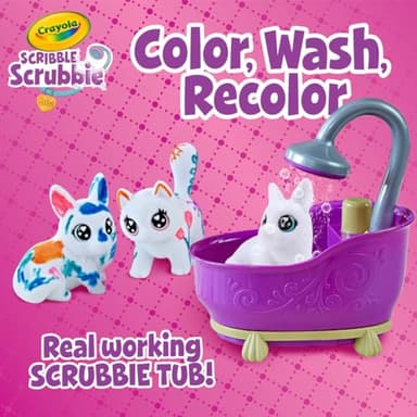 Crayola Scribble Scrubbies Tub Set (4 Pets), Holiday for Kids, Washable Pet Care Toy, Coloring Animal Craft, Stocking Stuffer Toys for Girls & Boys, 3+ - Image 6