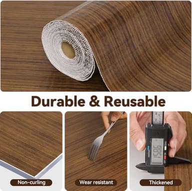 Drawer Shelf Liner for Kitchen Cabinets, Non Adhesive Slip Resistant Shelf Paper Easy to Clean, Strong Grip Thickened Waterproof Washable Mats for Pantry Shelves, Cupboard, Wood Grain, 12 in x 20 FT - Image 4