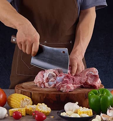 ENOKING Cleaver Knife, 7.5 Inch Hand Forged Meat Cleaver Heavy Duty Bone Chopper German High Carbon Stainless Steel Butcher Knife with Full Tang Handle for Home Kitchen and Restaurant, Ultra Sharp - Image 9
