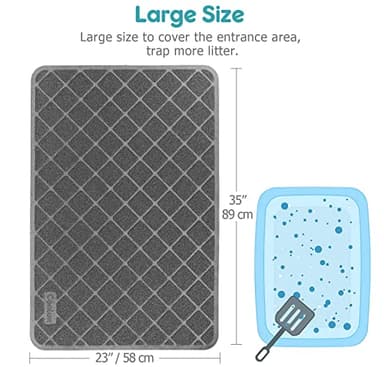 Conlun Cat Litter Mat Litter Trapping Mat, 35" x 23" Premium Durable PVC Grid Mesh with Scatter Control, Non-slip, Less Waste Cat Litter Box Mat, Soft on Kitty’s Paws, Urine Waterproof - Image 3