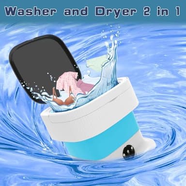 Portable Washing Machine, 16L Mini Washing Machine with 3 Modes, Foldable Collapsible Washer and Dryer with Spin for Travel, Socks, Baby Clothes (Blue) - Image 5
