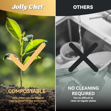 JOLLY CHEF Compostable Heavy Duty Plates 𝟭𝟬 𝗜𝗻𝗰𝗵 [𝟯𝟬𝟬 𝗣𝗮𝗰𝗸] Eco-Friendly Disposable Paper Plates Made of Bagasse Biodegradable Bulk for Party Dinner Sugarcane Fibers Round (Natural) - Image 8