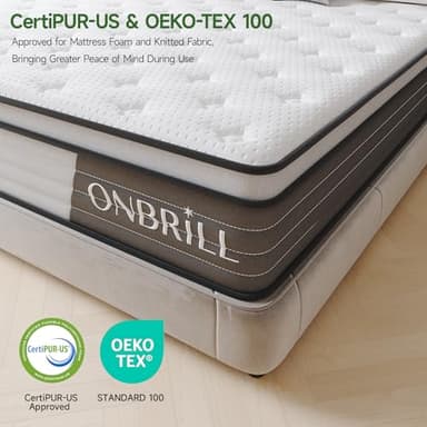 ONBRILL Hybrid Mattress, Queen Size Mattress in a Box with Gel Memory Foam and Individually Pocket Coils Springs, CertiPUR-US Certified, Motion Isolation, Fiberglass Free, Pressure Relieving - Image 4