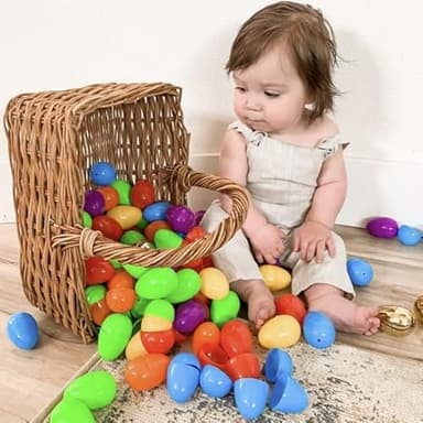 JOYIN 200PCS Easter Eggs, Empty 2.3" 194PCS Colorful with 6PCS Golden Eggs Bulk Plastic Fillable for Easter Hunt Party Favor Basket Stuffers Filler Classroom Prize Supplies Decor - Image 6