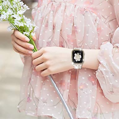SUPOIX Compatible with Apple Watch Band 45mm + Case, Women Jewelry Bling Diamond Replacement Metal Strap & Soft TPU Bumper Protective Case for iWatch Series 7/8/9(Champagne) - Image 6