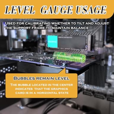 Graphics Card Support, Black Graphics Card GPU Support Bracket, Aluminum GPU Support Bracket, Video Card Stand with a Spirit Level, GPU Holder with Magnet and Rubber Pad, GPU Stand 72-125mm - Image 6