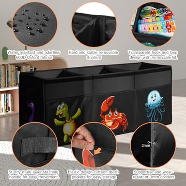 Extra Large Toy Box, Collapsible Sturdy Toy Storage Organizer with Lids, 155L Storage Box for Boys Girls, 42"x16"x14" Kids Bin Chest Baskets for Living Room, Playroom, Bedroom, Nursery, Black - Image 4