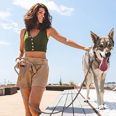 Mile High Life | Premium Leather Dog Leash | Strong Rope Leash | Leather Handle | Zinc Alloy Strong Clasp | Small Medium Large Dogs | 4/5/6 Feet(Brown, 72 Inch (Pack of 1)) - Image 2