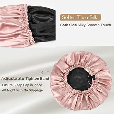 YANIBEST Silk Bonnet for Sleeping, Satin Hair Bonnets for Women and Men, Double Layer Adjustable, Protects Hair from Tangling and Breakage, Pink - Image 4