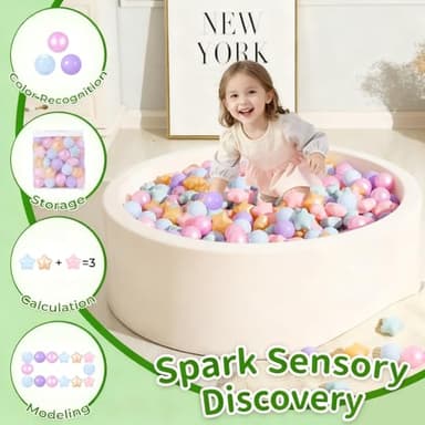 TRENDPLAY Star Ball Pit Balls 200 for Toddlers - Purple Ball Pit Ball Shapes for Boys Girls Fun, Birthday Party, Christmas Decoration, Pearl Mermaid Colors - Image 6