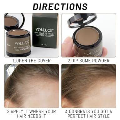VOLLUCK Root Touch up Powder, Instant Hairline Powder for Thinning Areas and Gray Hair Coverage, Natural and Non-greasy Root Cover up for Women and Men (Dark Brown, 0.35 Ounce) - Image 6