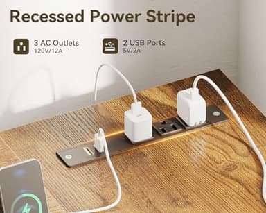 ODK 61'' L Shaped Desk with 4 Drawers, Reversible Corner Desk with Storage, Gaming Table with Power Outlets, USB Ports, PC Case Shelf, Computer Desk for Home Office, Study, Easy Assembly, Vintage - Image 7