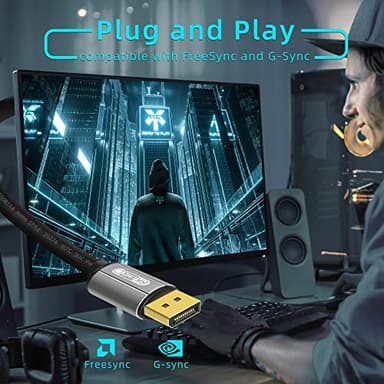 Toptrend Displayport Cable 6ft, 8K DP [Display Port] Cable 1.4 Supports to 8K 60Hz,4K 144Hz,1080p 240Hz,HBR3,32.4Gbps,HDR,HDCP 2.2,G-sync and Freesync on The Gaming Monitor,HDTV,Laptop,etc - Image 7