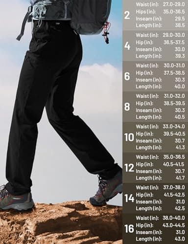 MIER Women's Quick Dry Cargo Pants Lightweight Tactical Hiking Pants, Stretchy and Water-Resistant, Black, 10, Casual - Image 5