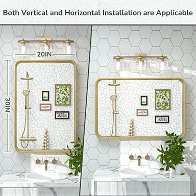 TokeShimi 20 x 30 Inch Gold Bathroom Wall Mirror Vanity Metal Frame Round Corner Rectangular for Home Decor Living Room Entryway (Horizontal/Vertical) - Image 2