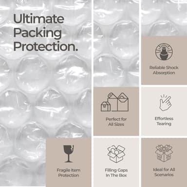 Bubble cusion for Packing & Moving - 12" Width X 175 FT - Bubble cusion for Moving, Extra Protection for Shipping, Packaging Boxes & Mailers, Perforated Every 12 IN, Clear Cushioning Wrap - Image 4
