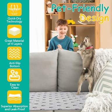 FURWEY 2 Pack Extra Large 72"X72" Washable Pee Pads for Dogs Super Absorbent Dog Training Pads Non-Slip Waterproof Pet Training Pads Mats Whelping Pads for Dogs Cats Puppy - Image 7