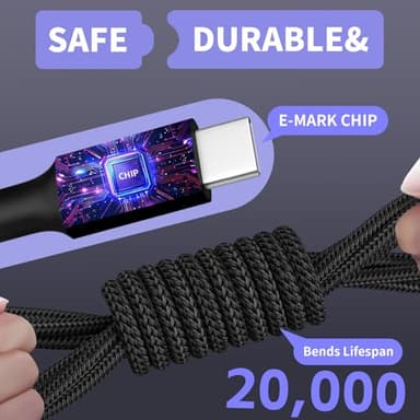 Travel Essentials, Dual Type-C 4 in 1 Multi Charging Cable for Multiple Devices, USB Cables Universal Phone Charger Cord with IP/Micro/2 USB-C Port for iPhone17/16/15/14, Android Tablet Pad, 2Pack 5FT - Image 5