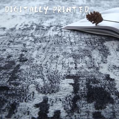 Rugcomf 6x9 Rug Washable Bedroom Rug Large Soft Area Rug Abstract Pattern Non-Slip Faux Wool Vintage Rug for Living Room, Farmhouse, Dining Room, Kids Playroom, Grey and Black - Image 7