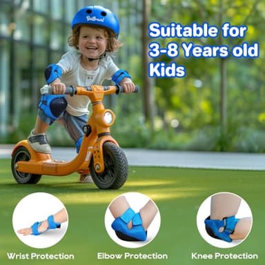 Besttravel Kids Helmet and Pads Set, Toddler Adjustable Toddler Bike Helmet Age 5 and Older Boys Girls Multi-Sports Safety (Blue with Pads) - Image 5