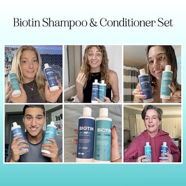 Rosemary Biotin Shampoo and Conditioner Set - Volumizing Shampoo and Conditioner for Thinning Hair for Women & Men with Nourishing B Vitamins - Color Safe Sulfate Paraben & Silicone Free (8 Fl Oz) - Image 2