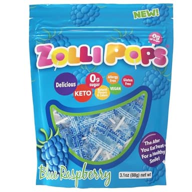 Zollipops Clean Teeth Lollipops, Blue Raspberry, 6.2 Ounce - Image 1