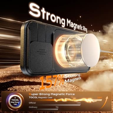 TOCOL for iPhone 16 Pro Case with Slide Camera Cover, Kickstand and Camera Control Button, Fit for MagSafe, Rugged Solid Phone Case, Non-Slip, Drop Protection, Black - Image 2