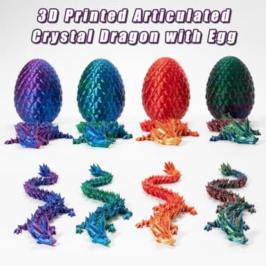Zobetro 3D Printed Dragon with Surprise Egg, Articulated Crystal Dragon in Egg, Executive Dragon Fidget Desk Toys, Decorative Egg Gifts for Boys Kids Home Decor(Green) - Image 7