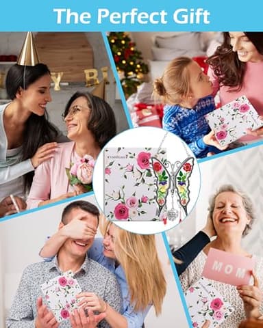 KY&BOSAM Gifts for Mom Suncatcher Butterfly God Bless My Mother-in-Law Gifts Mothers Day Stained Glass Sun Catcher Hanging Wind Chime Ornament for Window Gift for Women Valentine`s Birthday Christmas - Image 4