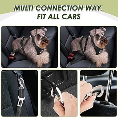 SlowTon Dog Seat Belt Harness for Car, Dog Car Harness Adjustable Mesh Breathable & Dog Seatbelt Safety Tether with Elastic Bungee for Small Medium Large Pets(Black, Double Clip, S) - Image 2
