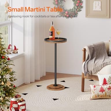 HOOBRO Small Round Side Table, Drink Table, Coffee Martini Table with Pedestal for Small Spaces in Living Room, Bedroom, Sofa Couch, Rustic Brown BF168BZ01 - Image 6