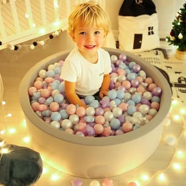 GOGOSO Ball Pit Balls for Toddlers Phthalate-Free BPA-Free Non-Toxic Crush Proof Soft Plastic Play Balls Baby Kids Shape Tent Pool Playhouse Playpen Party Decor, Pink Blue Purple White,100PCS - Image 6