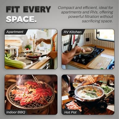 TUCO Portable Range Hood, Desktop Kitchen Exhaust Fan with 3 Speeds, Triple Filter Polymer, Aluminum & Carbon, Low Noise, Oil Collection Cup, Smoke Air Purifier for Indoor BBQ, Hot Pot and RV Kitchens - Image 8