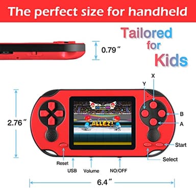 TaddToy 16 Bit Handheld Game for Kids Adults, 3.0'' Large Screen Preloaded 230 HD Classic Retro Video Games with USB Rechargeable Battery & 3 Game Cartridges for Birthday Gift for Kids 4-12 (Red) - Image 6