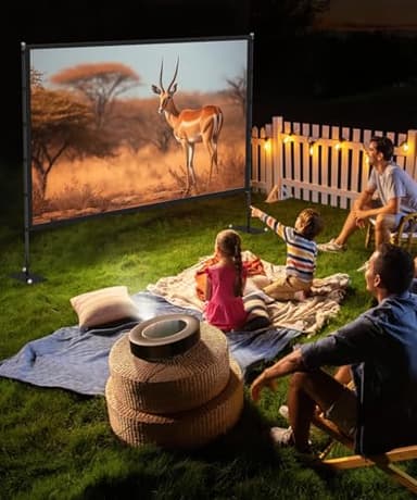 STWUI Projector Screen with Stand - 100 Inch Outdoor Projector Screen Portable Projector Screens 16:9 4K HD Outdoor Movie Screen with Carry Bag Can Enioy Home Theater Projection Screen - Image 2