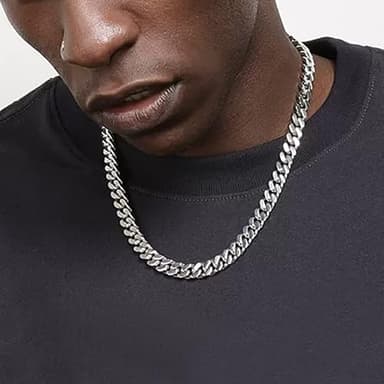 Stainless Steel Mens Cuban Link Chain, Miami Cuban Chain Necklace for Men, 9mm Wide Hip Hop Mens Jewelry, 20" - Image 4