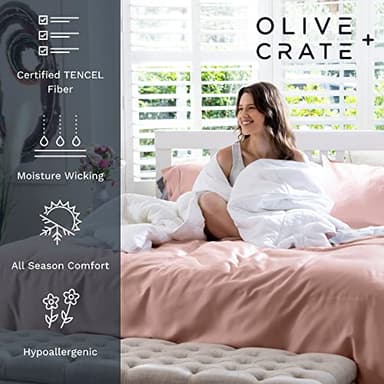 Olive + Crate Tencel Eucalyptus Cooling Duvet Cover Set - Hypoallergenic, Lyocell Tencel Duvet Cover - Soft, Temperature Regulating with Hidden Button Closure & Corner Ties - King Size [Barely Pink] - Image 3
