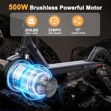 WERHY Electric Scooter, 10" Tire, Powerful 500W Motor, Top Speed 22 MPH, 28 Miles Max Range, Folding Escooter for Adults & Teens with Dual Braking - Image 3