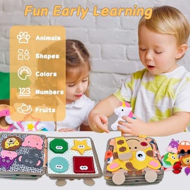 Cobelae Montessori Busy Book for Toddlers 1-3, Toddler Busy Board Felt Quiet Book for Baby, Preschool Learning Activities Educational Sensory Toy for Kids Gift - Image 4