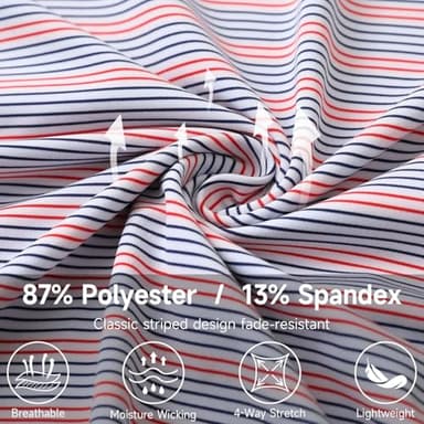 Rouen Mens Polo Shirts Short Sleeve Stripe Dry Fit Performance Moisture Wicking Casual Collared Golf Shirts for Men - Image 4