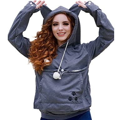 ALYC Unisex Hoodies Pet Holder Cat Dog Large Pouch Carriers Pullover with Cat Printing Sweatshirt (Dark Grey-Classic Version, XXXL) - Image 1