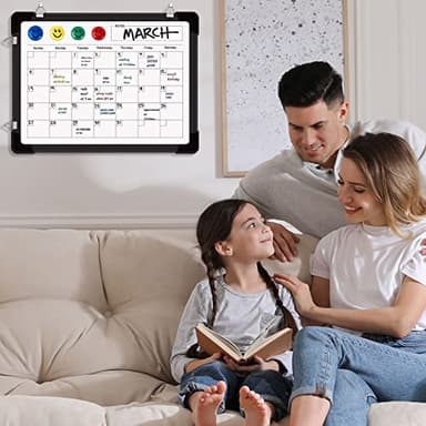 Polegas Dry Erase Whiteboard Calendar, Magnetic White Board Dry Erase Calendar, 16" X 12" Monthly Calendar Whiteboard for Wall, Small Double Side Board to Do List for Home, School, Office (Black) - Image 6