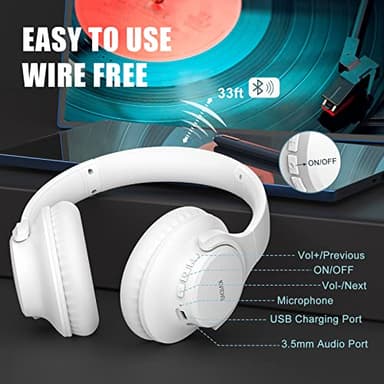 KVIDIO Bluetooth Headphones Over Ear, 65 Hours Playtime Wireless Headphones with Microphone, Foldable Lightweight Headset with Deep Bass, HiFi Stereo Sound Low Latency for Laptop PC Cellphone - Image 3