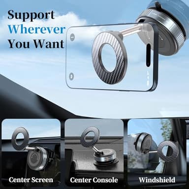 PlusAcc Vacuum Magnetic Phone Holder for Car - Suction Cup Phone Mount for MagSafe, 360° Rotatable Portable Strong Magnet Stand for iPhone 17/16/15/14/13 in Gym, Mirror, Smooth Surface, All Vehicles - Image 3