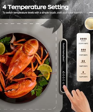 Qimh Food Warming Mat, Electric Warming Tray for Parties Buffet, Full Silicone Surface with 4 Temperature Setting & 10s Rapid Heating, Portable Food Heater for Countertop, Familly Gatherings, Sabbath - Image 2