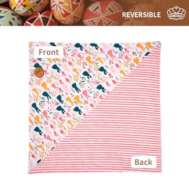 CROWNED BEAUTY Easter Dog Bandanas Reversible Large 2 Pack, Hoppy Days Set, Bunny Eggs Adjustable Triangle Holiday Scarves for Medium Large Extra Large Dogs Boy Girl Pets DB163-L - Image 4