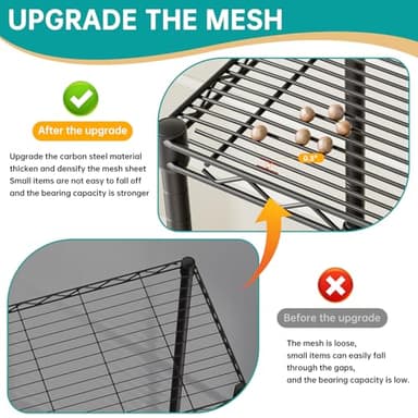 SINGAYE Metal Shelves Wire Shelving：Storage Rack Standing Units Shelf for Kitchen Laundry Bathroom Closet Organizers Pantry Narrow Mesh Adjustable 10" D x 16" W x 55" H Black - Image 4